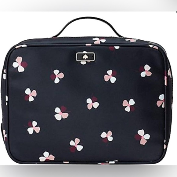 kate spade Handbags - Kate Spade New York Down Dusk Buds Ditsy Nylon Travel Cosmetic Case Navy Pink
